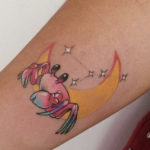 Cancer Zodiac Tattoo - Pastel Crab with Moon