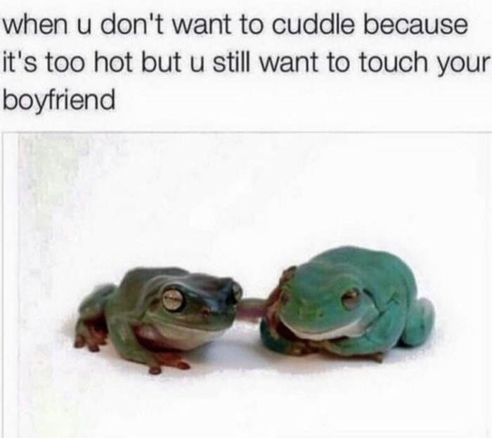 Relationship Memes - don't cuddle because it's hot