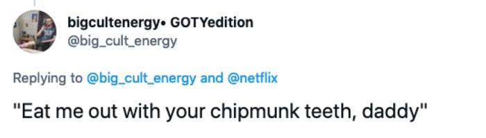Sexy Beasts Tweets - eat me with your chipmunk teeth
