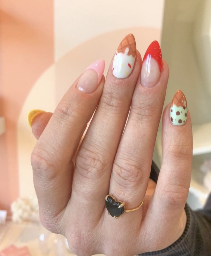 Summer Nail Designs - ice cream cone nails