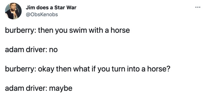 Adam Driver Centaur Memes - swim horse