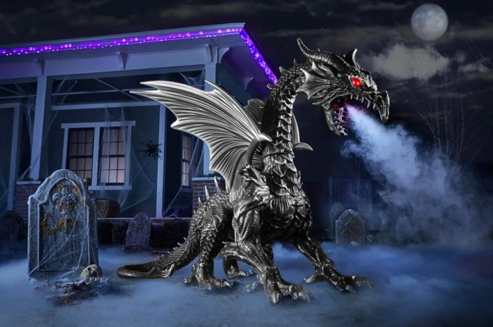 Home Depot Fog Breathing Dragon - dragon in front of house