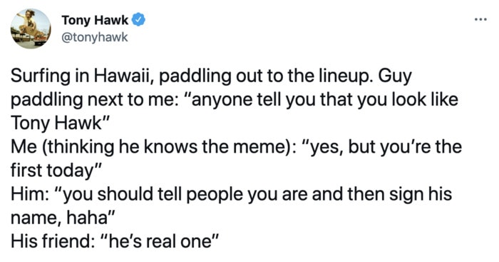 Tony Hawk Tweets - meme