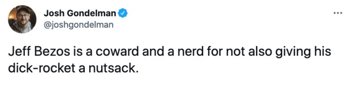 Jeff Bezos Space Tweets - no nutsack