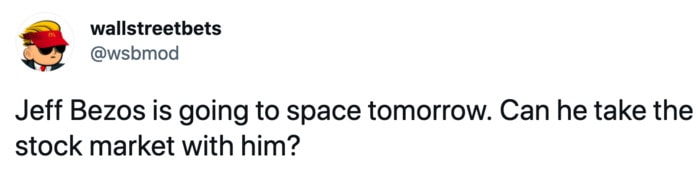 Jeff Bezos Space Tweets - stock market