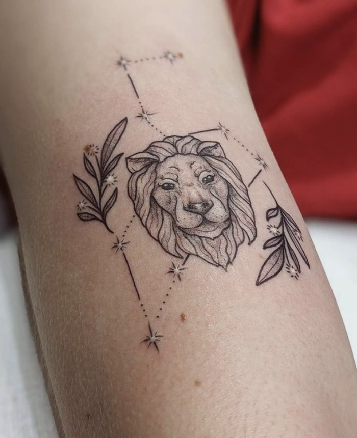 Leo Tattoo - Constellation Lion ink