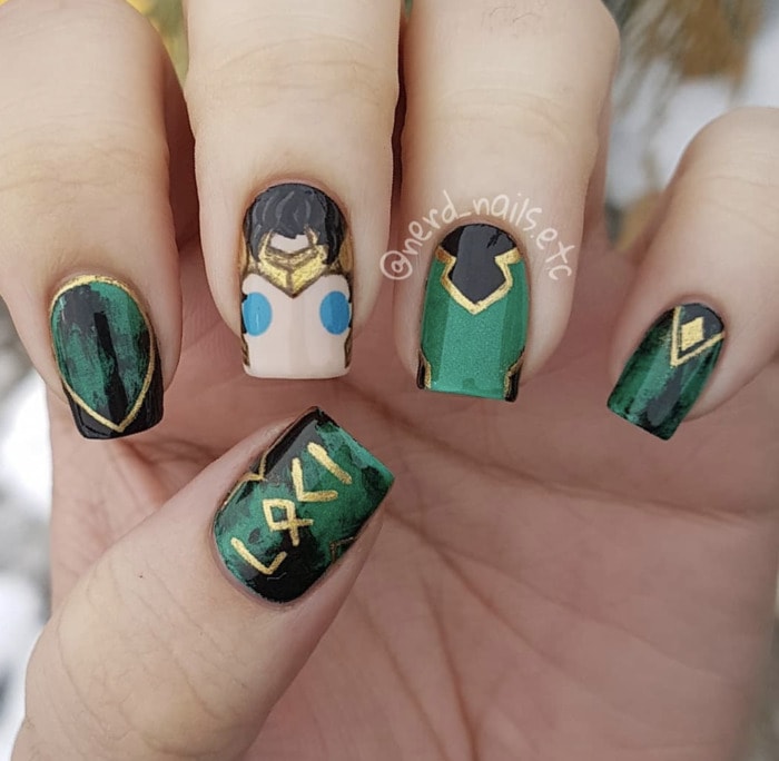 Marvel Nails - Loki Nail Design