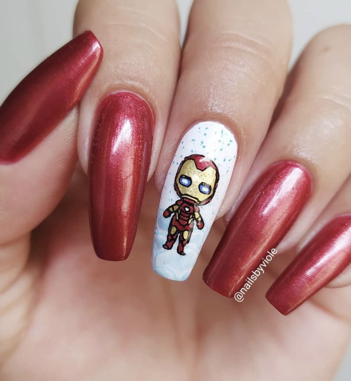 Marvel Nails - Iron Man nail art