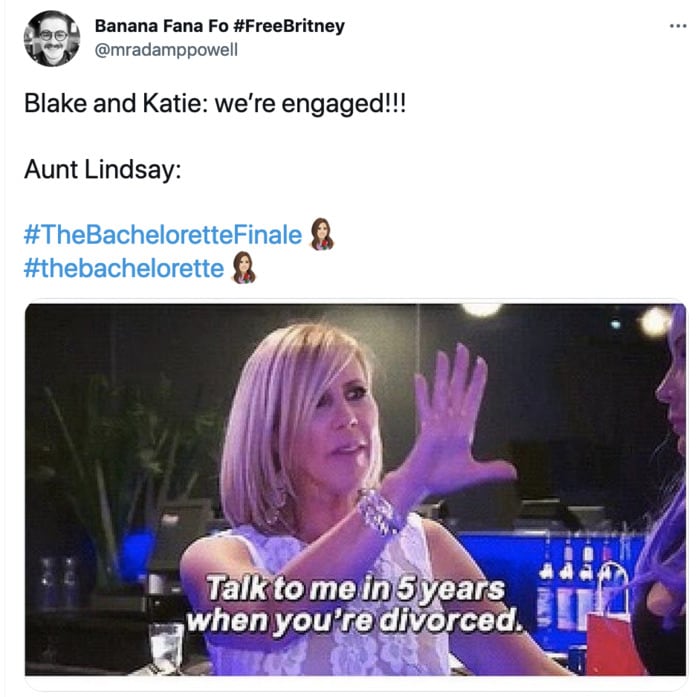 Bachelorette Finale Tweets - aunt lindsay