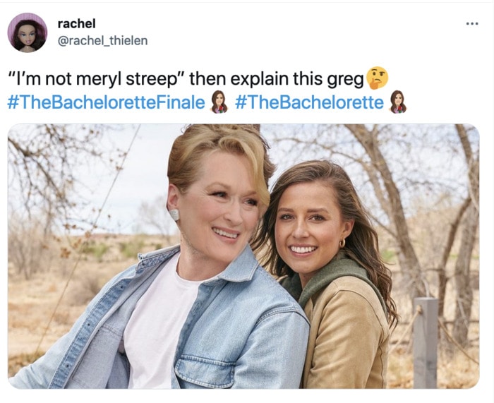 Bachelorette Finale Tweets - meryl streep