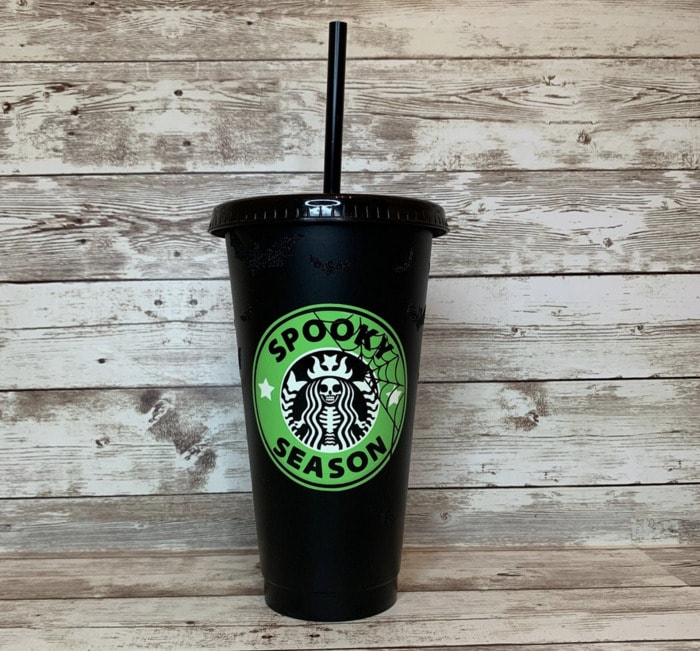 Starbucks custom cold cup tumbler with skull & rose design