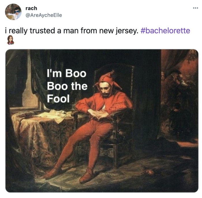 Bachelorette Tweets - guy from NJ