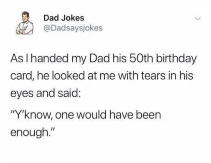 Birthday Puns - 50th birthday card