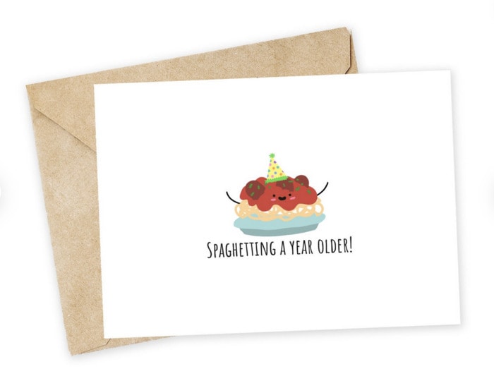 Birthday Puns - Spaghetting a year older card