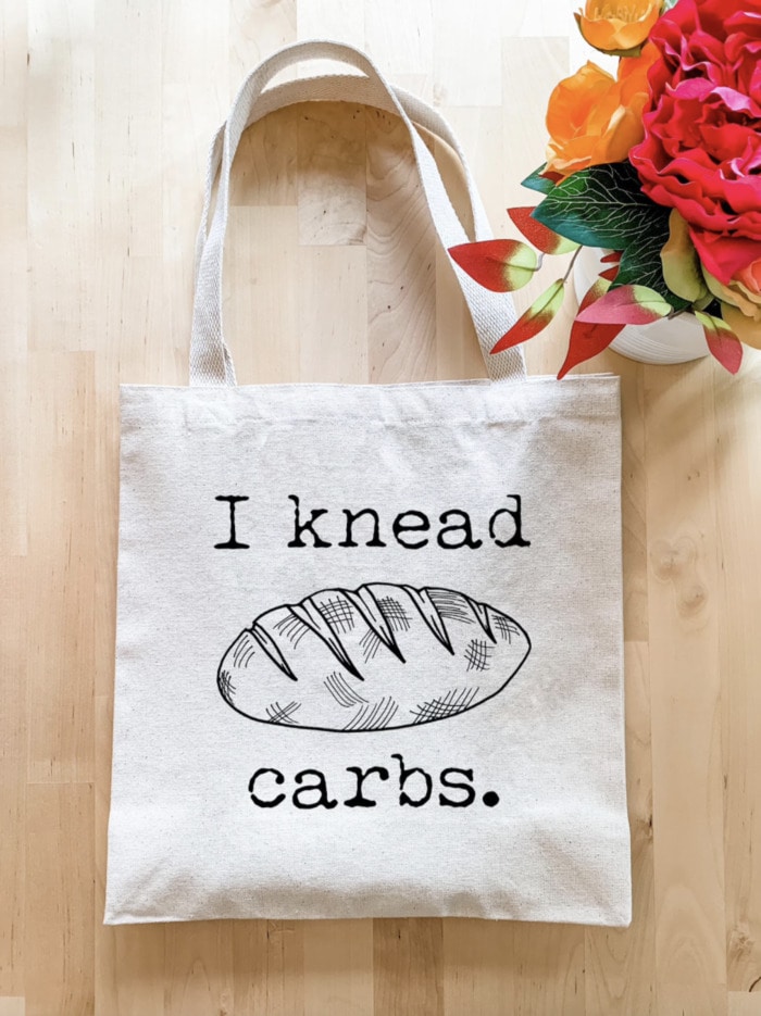 Bread Puns - I knead carbs tote bag