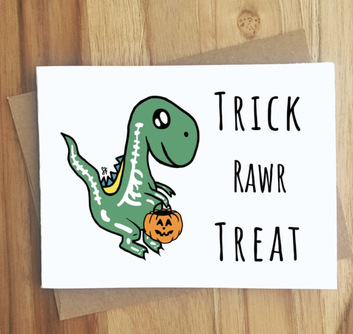 Fall Puns - Trick Rawr Treat Card