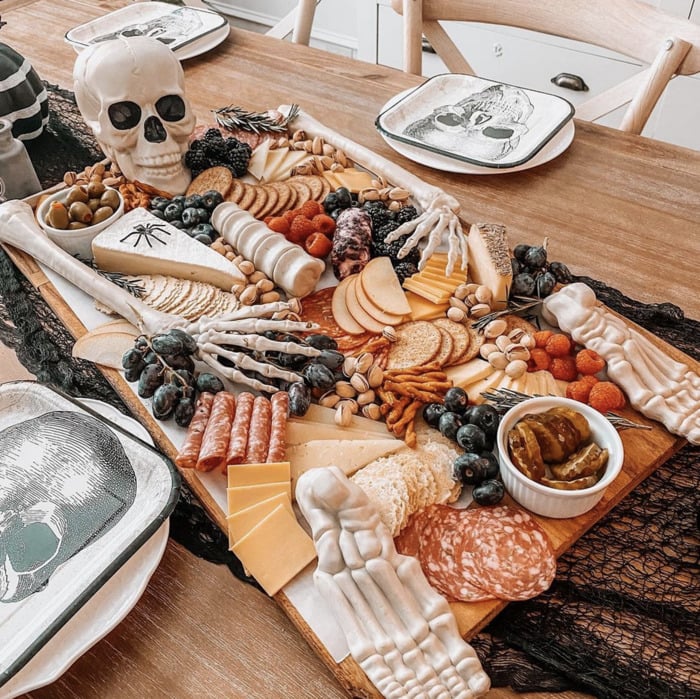 Halloween Charcuterie Boards - skeleton charcuterie board