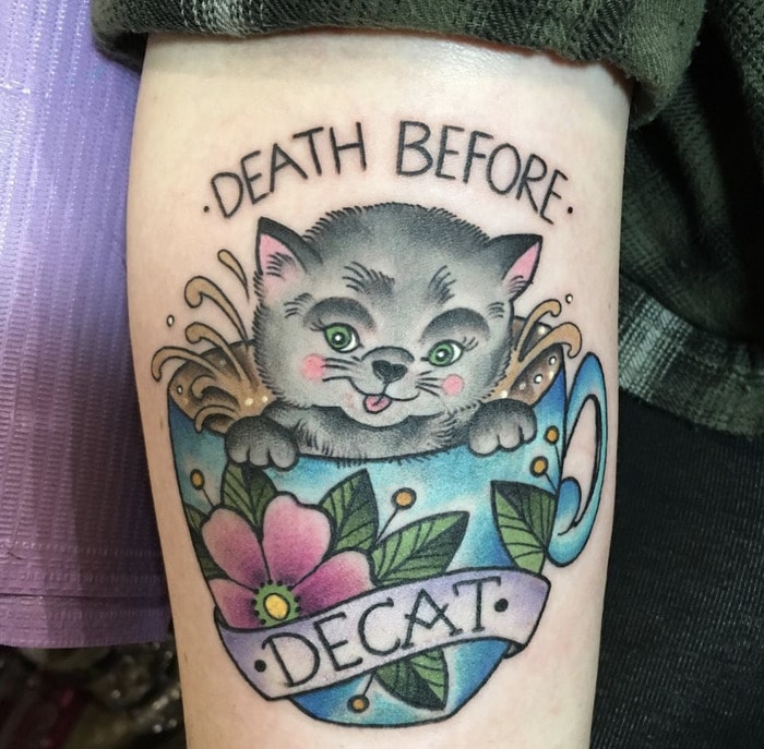 Pun tattoos - death before decat 