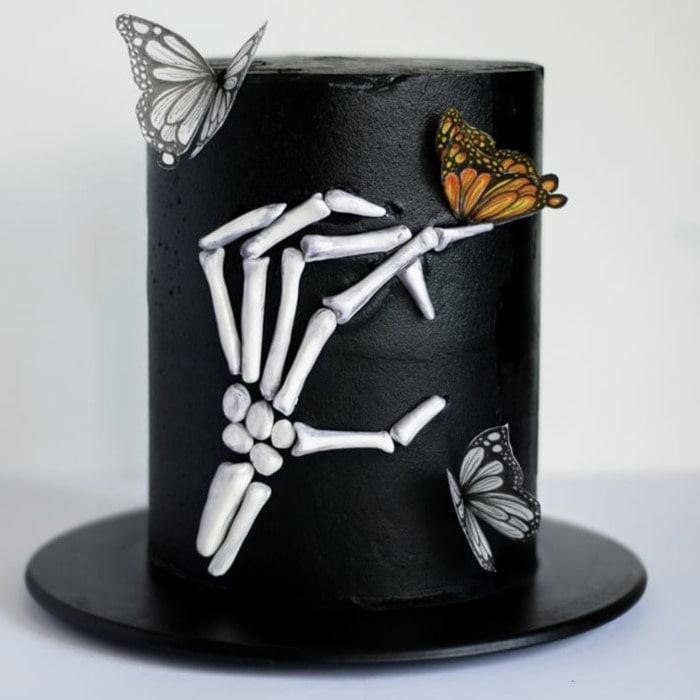 Halloween Cakes - Skeleton Hand and Butterflies