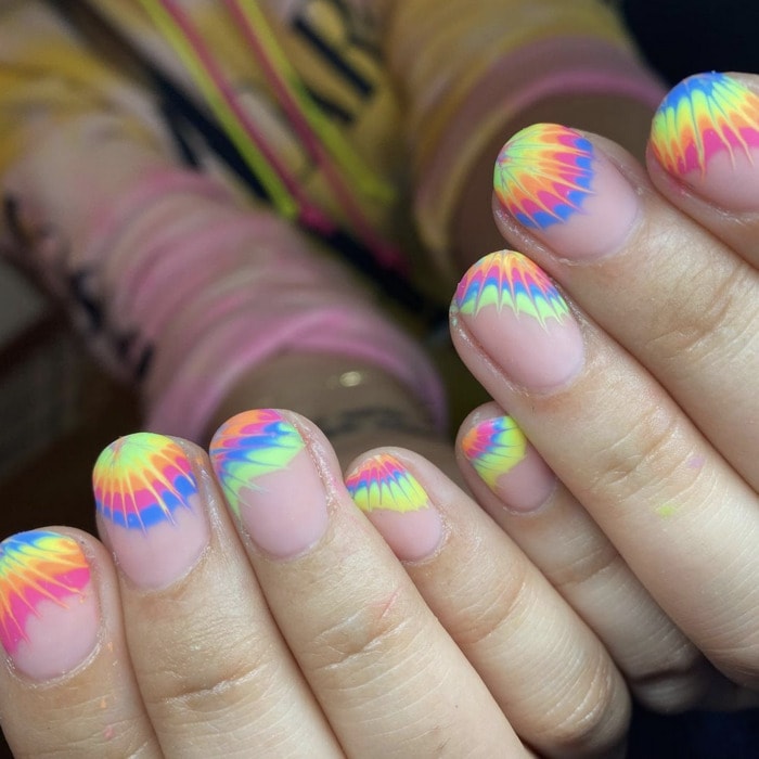 Short Nail Designs - tie dye