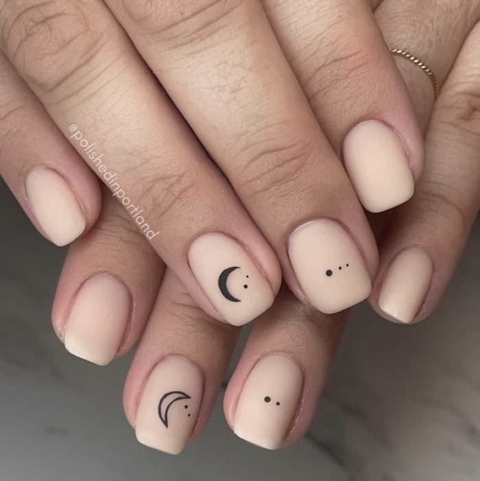 Short Nail Designs - half moon