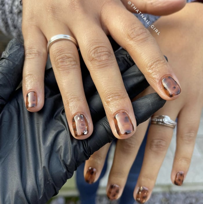 Short Nail Designs - tortoise shell