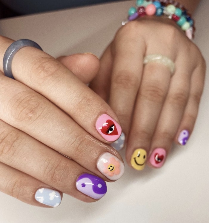 Short Nail Designs - mismatched