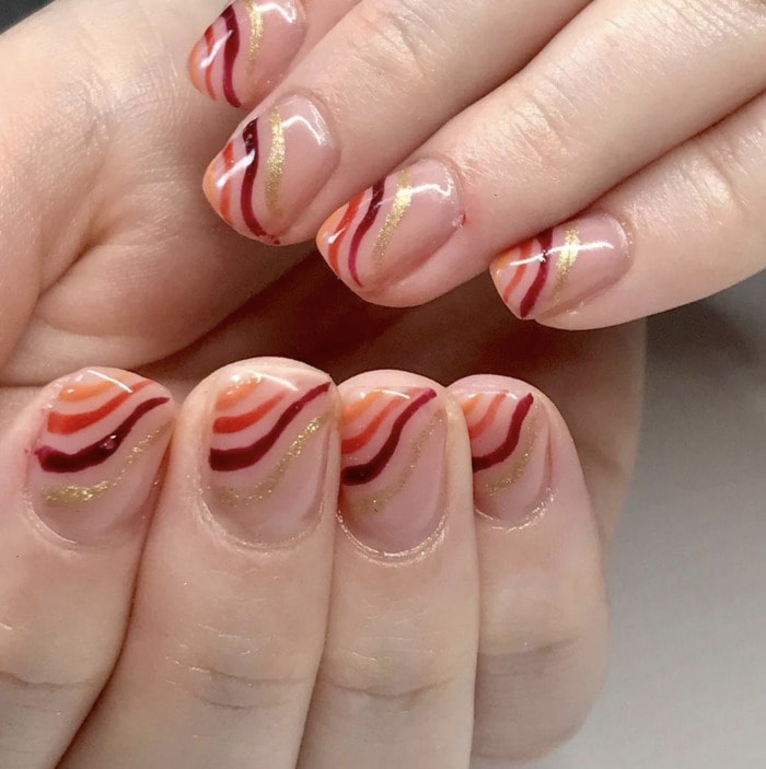 Short Nail Designs - groovy stripes