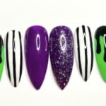 Beetlejuice Nails - Press-on striped pointy nails