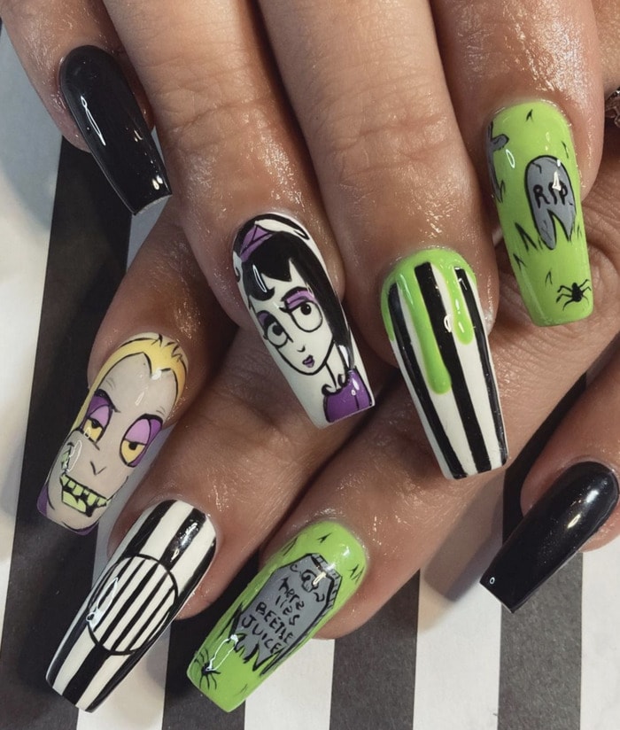 Beetlejuice Nails - cartoon design