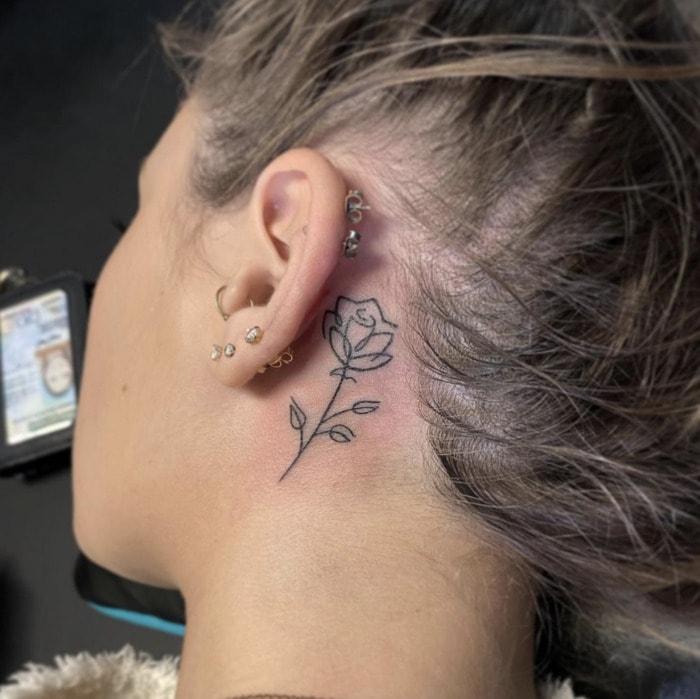 Behind the Ear Tattoos - dainty flower