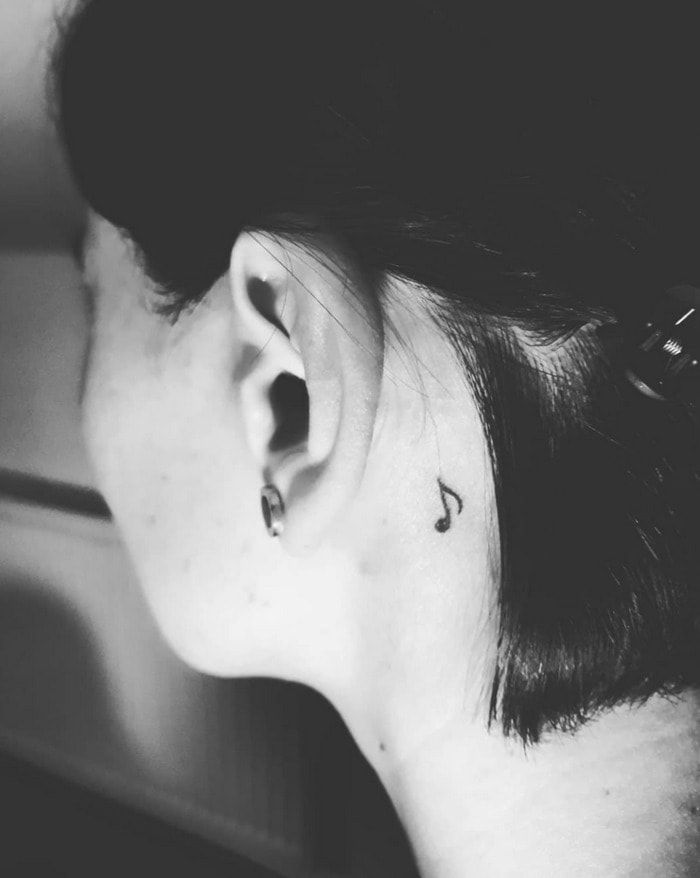 Tattoo behind ear Love  Music tattoos Music note tattoo Note tattoo