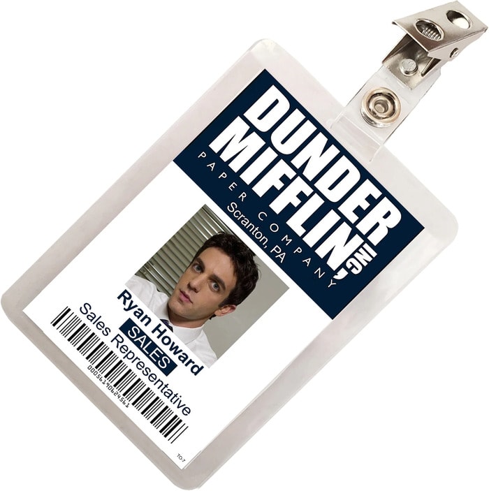 BJ Novak Face On Products - Ryan Dunder Mifflin badge