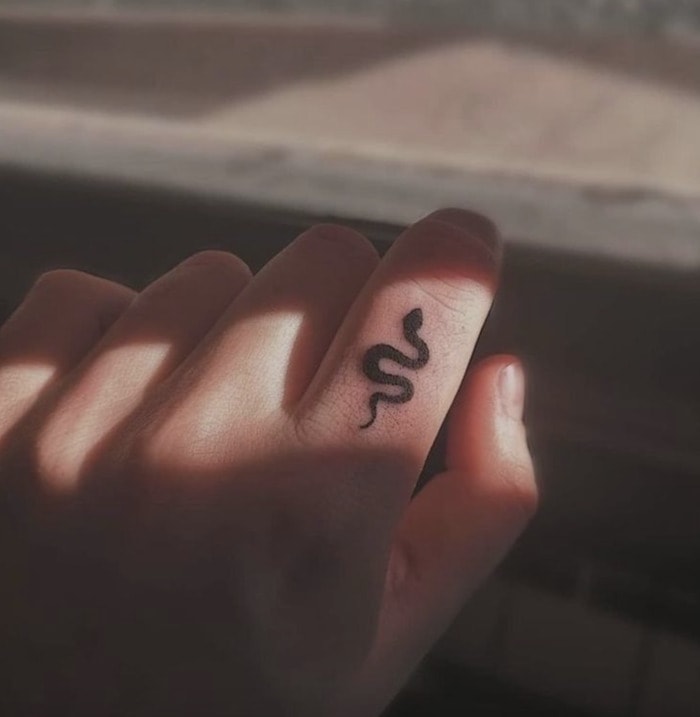 Small Tattoos - finger snake