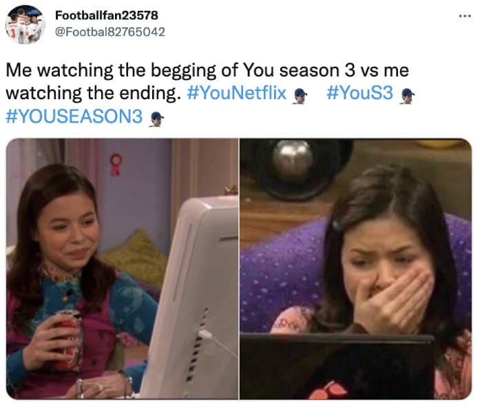 you season 3 tweets - beginning vs ending