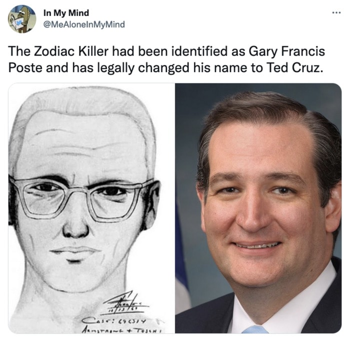 Zodiac Killer Tweets - renamed Ted Cruz