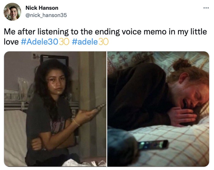 Adele 30 Memes and Tweets Reactions - listening to My Little Love voice memo