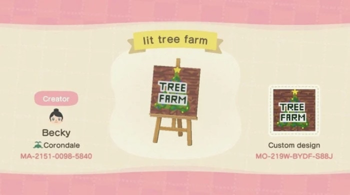 Animal Crossing Christmas Ideas - tree farm custom design