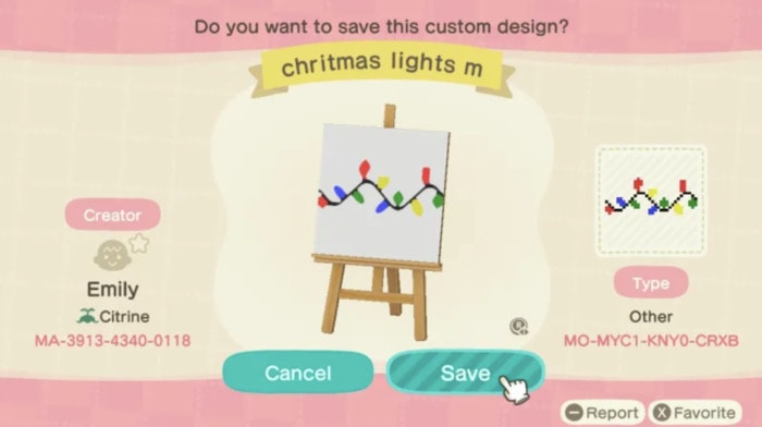 Animal Crossing Christmas Ideas - Lights custom design
