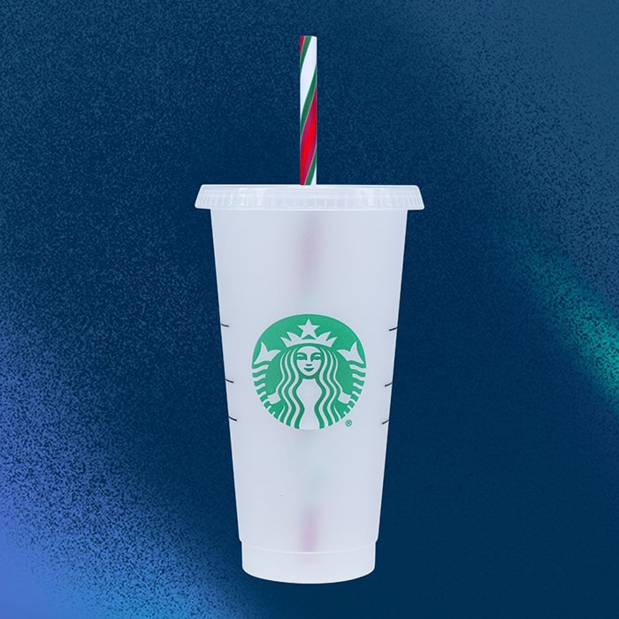 Starbucks Holiday Cups 2021 - Color Changing Candy Cane Straw Cold Cup