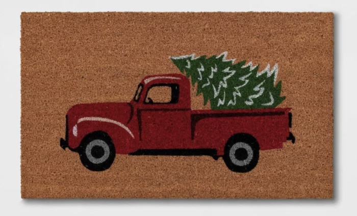 Target Christmas Decorations - truck with tree welcome mat