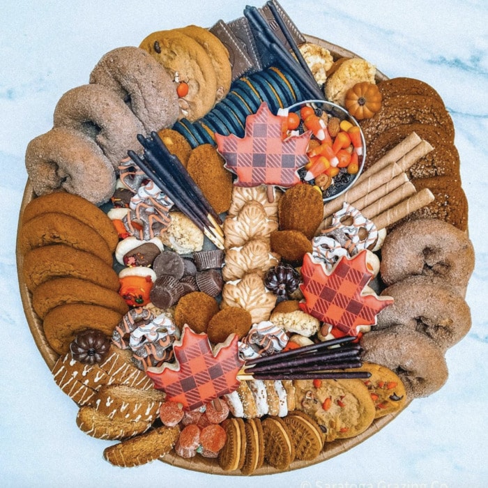 Thanksgiving Charcuterie Boards - Maple leaf sweets board