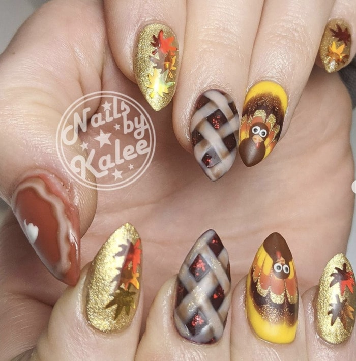 Thanksgiving Nail Designs - Dinner nail art