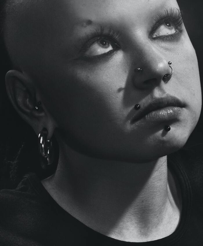 Face Piercings - nose, lip and chin piercings