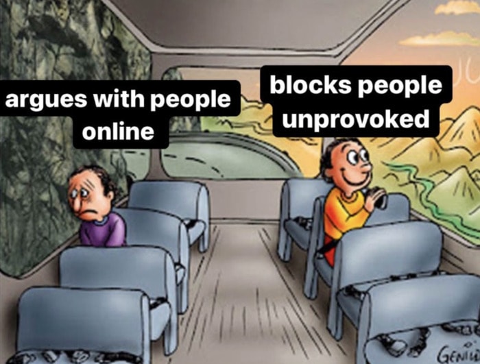 Two Guys on a Bus Meme - blocks people