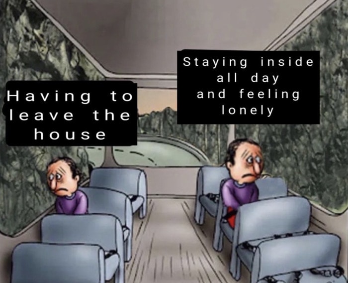 Two Guys on a Bus Meme - staying home