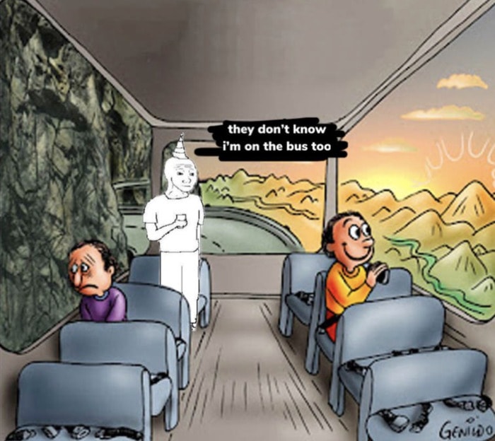 Two Guys on a Bus Meme - sad party guy