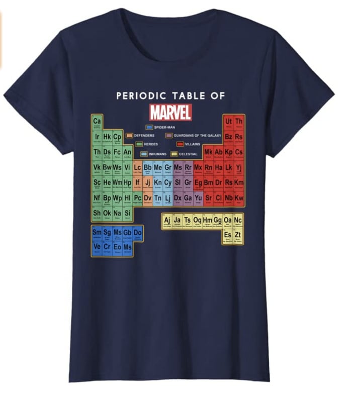 Best Gifts for Her on Amazon - Marvel Periodic Table Tee