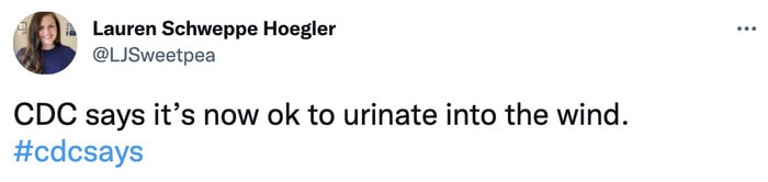 CDC Says Tweets - pee in the wind
