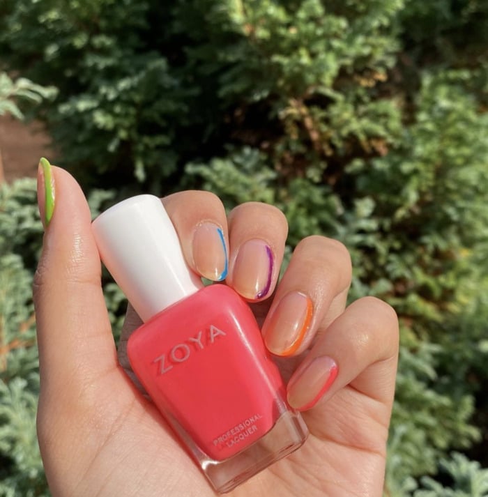 Skittles Manicure - negative space rainbow nails